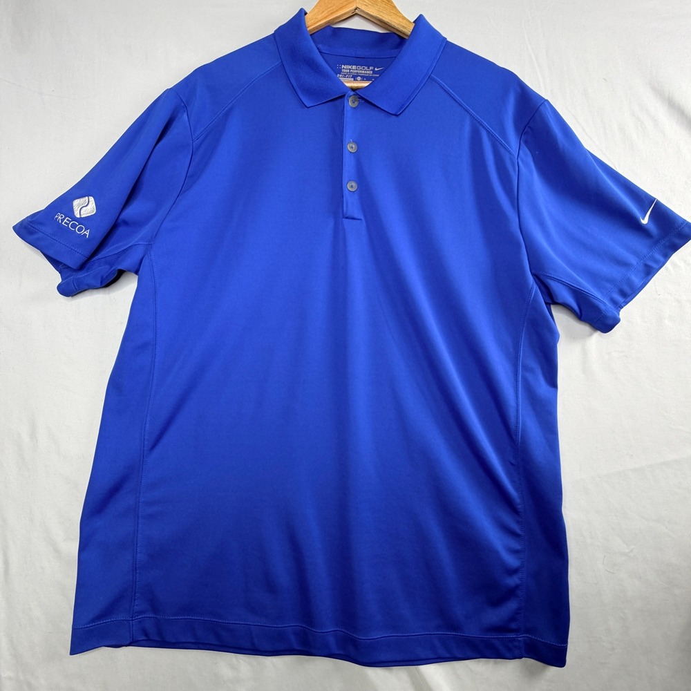 Nike Golf Tour Performance Dri-FIT Polo Shirt Mens XL Blue Precoa Logo Short Slv